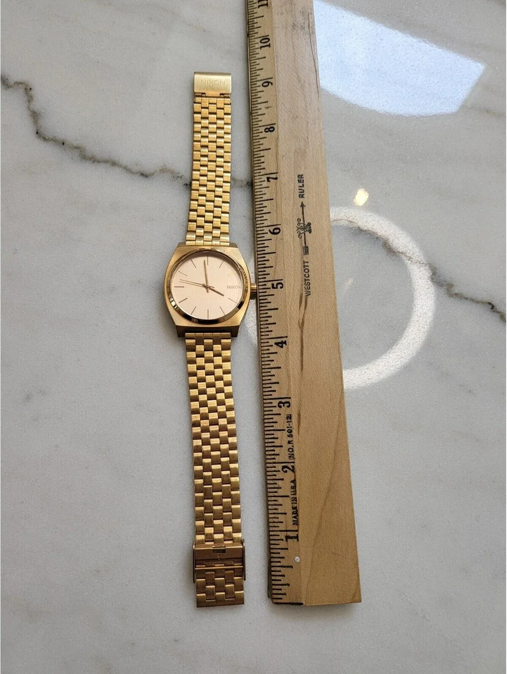 Nixon Minimal Time Teller Gold W Rose Gold, 37mm Mens Watch 100M EUC